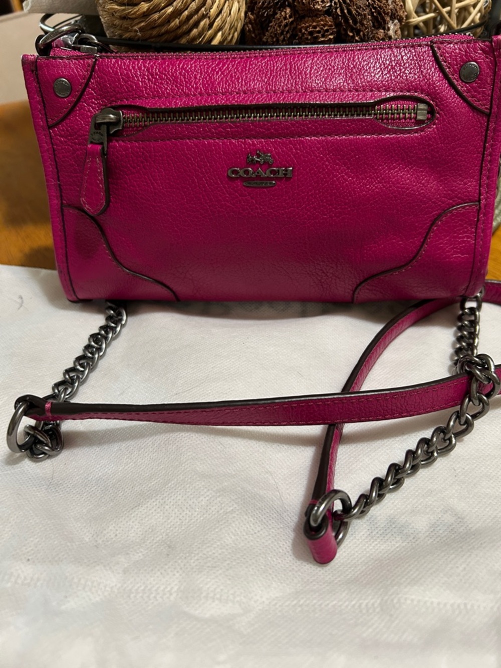 Coach Hot Pink Pebbled Leather Crossbody Bag